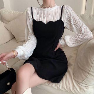 Spaghetti Strap Plain Mini Dress / Blouse