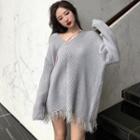 Furry Trim Sweater Dress