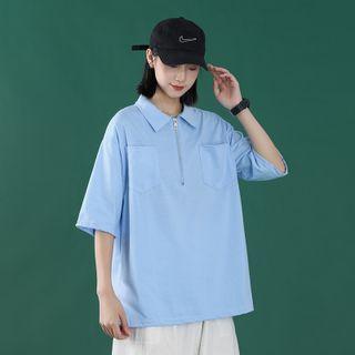 Dual Pocket Zip Front Polo Shirt