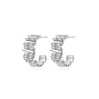 Simple Personality Geometric Rectangular Cubic Zirconia Stud Earrings Silver - One Size