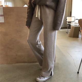 High Waist Straight-cut Knit Pants