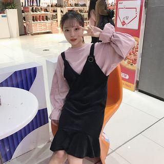 Velvet Ruffle Jumper Dress