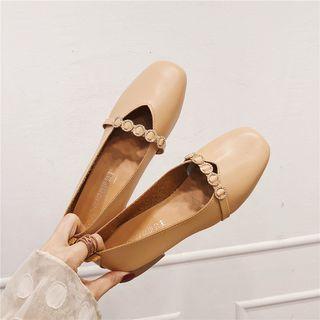 Faux Leather Low-heel Sandals