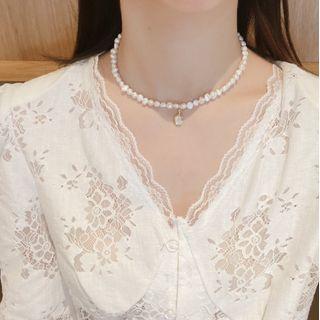 Pendant Freshwater Pearl Choker 1pc - White - One Size