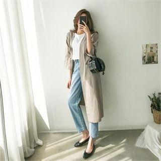 Open-front Linen Blend Light Coat