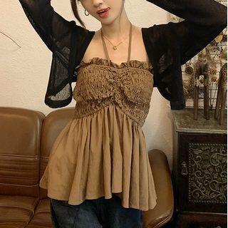 Halter Smocked Flowy Top / Lightweight Cardigan