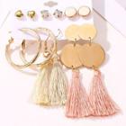 6 Pair Set: Alloy / Tassel Earring (assorted Designs) 01 - 11708 - Set - Gold - One Size