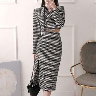 Set: Houndstooth Blazer + Skirt