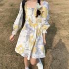 Puff-sleeve Tie Dye Dress