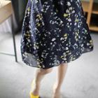 Bell-sleeve A-line Floral Print Dress