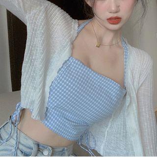 Light Jacket / Halter Plaid Top