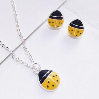 Set: Beatle Necklace + Ear Stud 2240 - 01 - Silver - One Size
