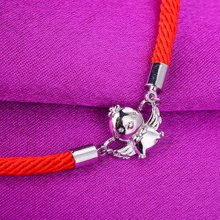 925 Sterling Silver Rooster Red String Bracelet