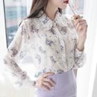 Lace-trim Collar Floral Chiffon Shirt
