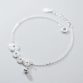 925 Sterling Silver Disc Anklet S925 Silver - Silver - One Size
