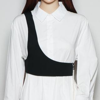 One-shoulder Corset Tank Top Black - One Size