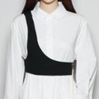 One-shoulder Corset Tank Top Black - One Size