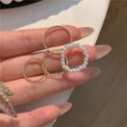 Set Of 4: Alloy Ring + Bead Ring Set Of 4 - Gold & Pearl - One Size