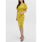 Bell-sleeve Pattern Midi Chiffon Dress