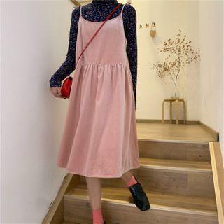 Floral Print Top / Spaghetti Strap Midi A-line Dress