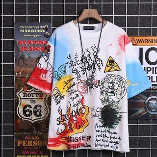 Short-sleeve Drawing Print T-shirt