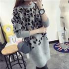 Leopard Print Long-sleeve Knit Dress