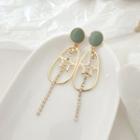 Glaze Disc Alloy Star Rhinestone Dangle Earring 1 Pair - 925 Silver - One Size