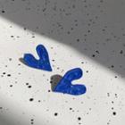 Irregular Alloy Earring 1 Pair - Stud Earring - S925 Silver Needle - Heart - Blue - One Size