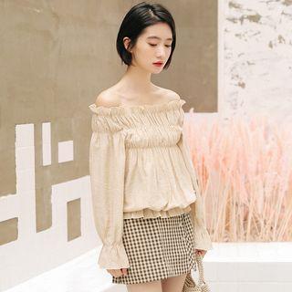 Off Shoulder Frill-trim Blouse