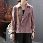 Asymmetric Single-breasted Corduroy Jacket