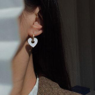 Heart Glaze Rhinestone Dangle Earring