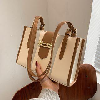 Two-tone Panel Shoulder Bag