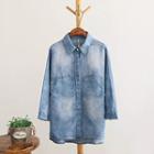 Washed 3/4 Sleeve Denim Shirt