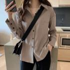 Long-sleeve Plain Shirt Gray - S