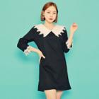 Lace-detail Contrast-trim Dress