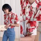 Pintuck Floral See-through Blouse