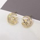 Rhinestone Unicorn & Moon Earring A158 - 03 - Gold - One Size