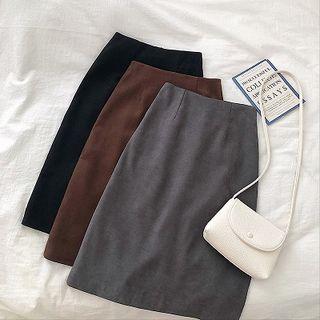 Plain High-waist Fleece Skirt