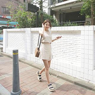 Set: Sleeveless Top + Mini Wrap Skirt