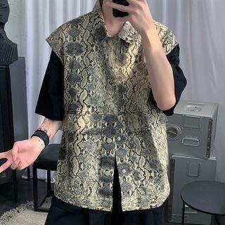 Buttoned Snake Print Vest