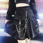 Pleated Mini Skirt With Chain