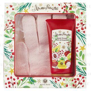 House Of Rose - Aroma Rucette Set: Hand Cream (litchi And Grapefruit) + Silk Gloves 2 Pcs