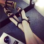 T-strap Chunky Heel Sandals