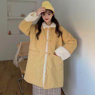 Long-sleeve Faux Fleece Long Coat