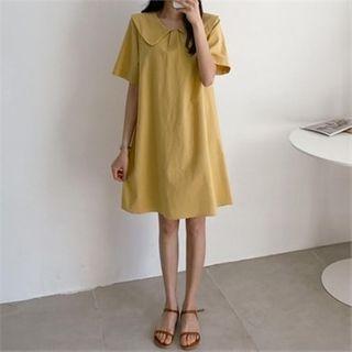 Round-collar Pleated-front Dress