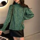 Leopard Print Blouse Green - One Size
