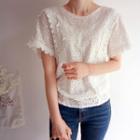 Smock-hem Eyelet-lace Top