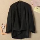 Batwing-sleeve Open-front Cardigan Dark Gray - One Size