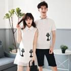 Couple Matching Print Short-sleeve Polo Shirt / Sleeveless Dress