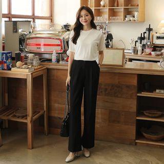 Pintuck-front Straight-cut Dress Pants